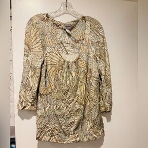 Chico's Feather Pattern Long Sleeve Dress